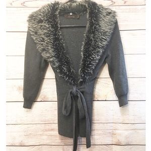 Limited Gray Sweater with removable Fur Trim
